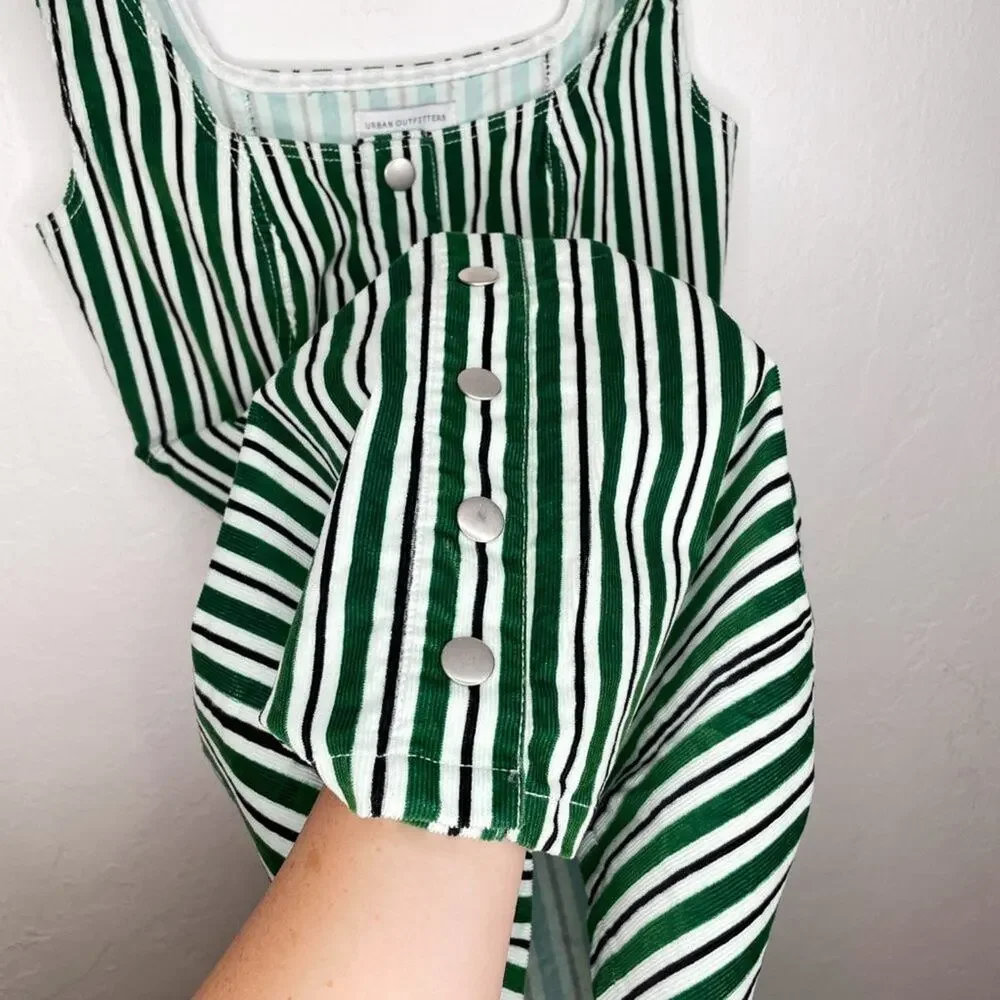 Urban Outfitters Sleeveless Striped Corduroy Snap Front Mini Jumper Dress Size 0